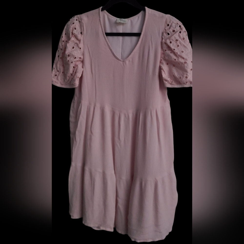 Ava James M dress with‎ eyelet sleeves lightweight midi babydoll - Picture 2 of 11